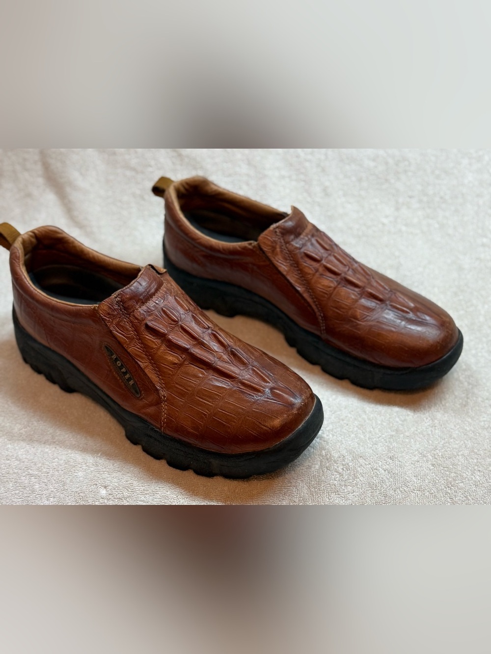Roper Western Shoes Sport Croco Slip On Brown Men’s size 12